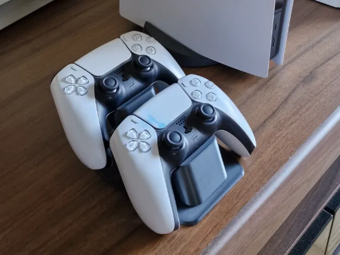 PS5 Dual Controller Stand - 3D Printed Desk Organizer by InnoFab