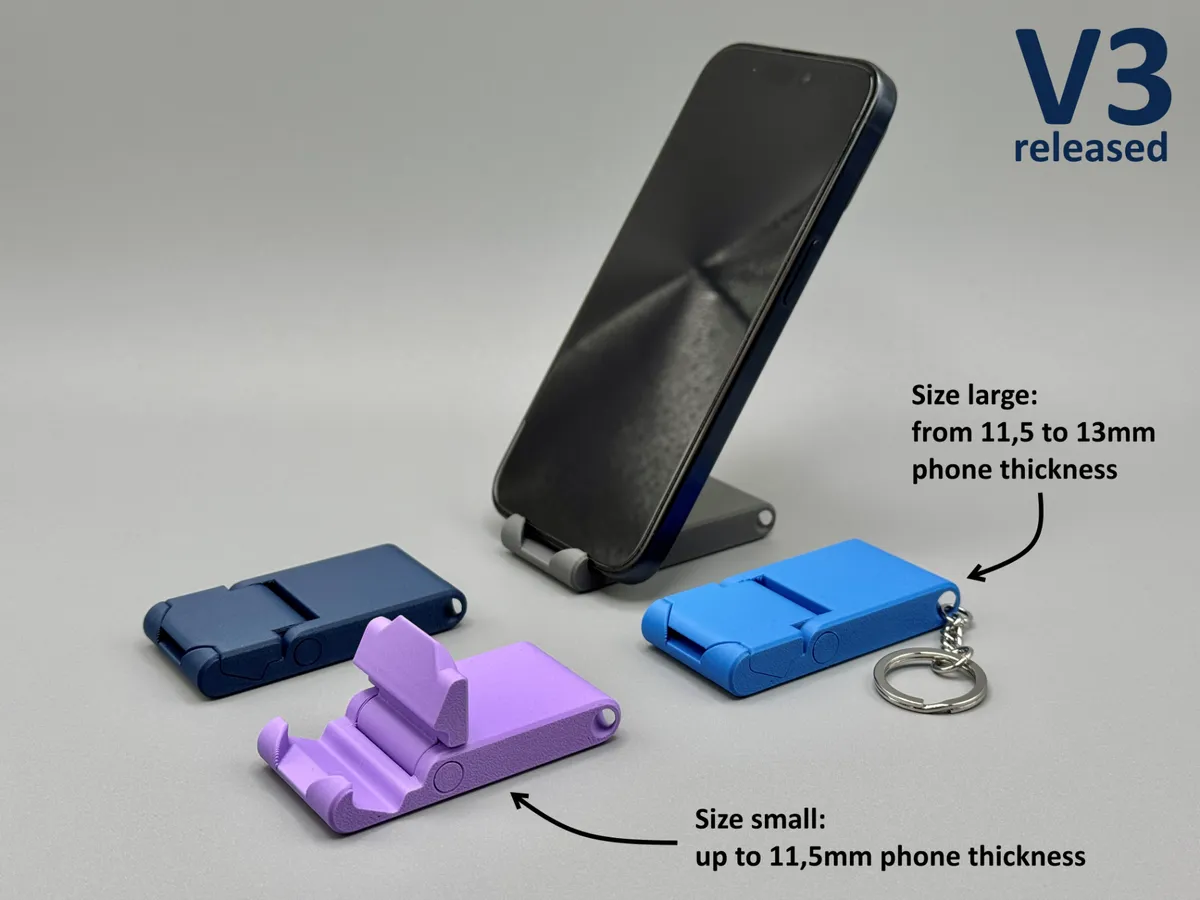 Mini Phone Stand - 3D Printed keychain by InnoFab