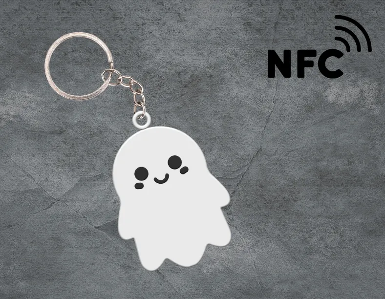 NFC Keychain Cute Ghost - 3D Printed keychain by InnoFab